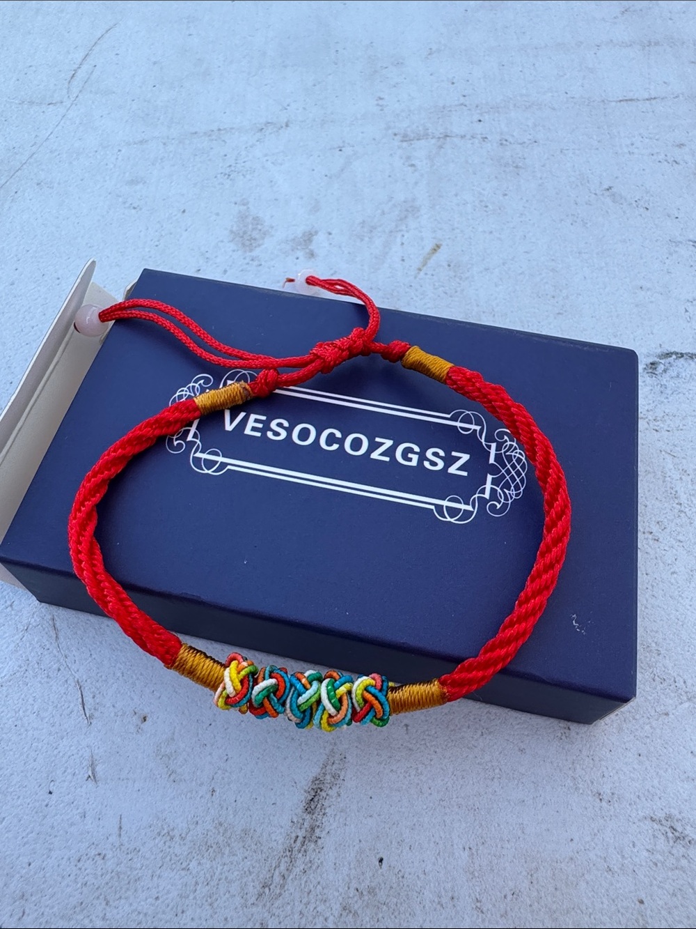 Vesocozgsz Red Braided Knot Bracelet with Multicolor Accent